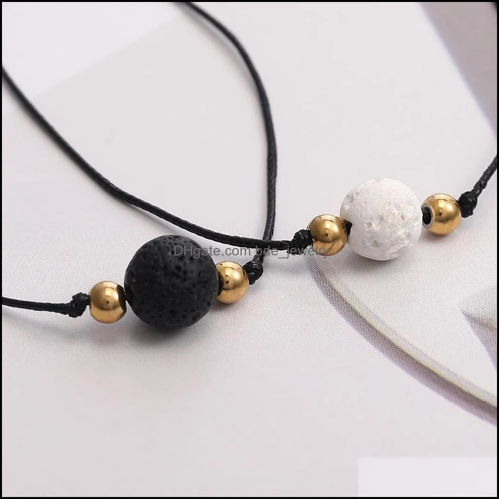  natural volcanic stone charm beads bracelets for women men adjustable handmade woven rope chain friendshipe jewelry birthday gift