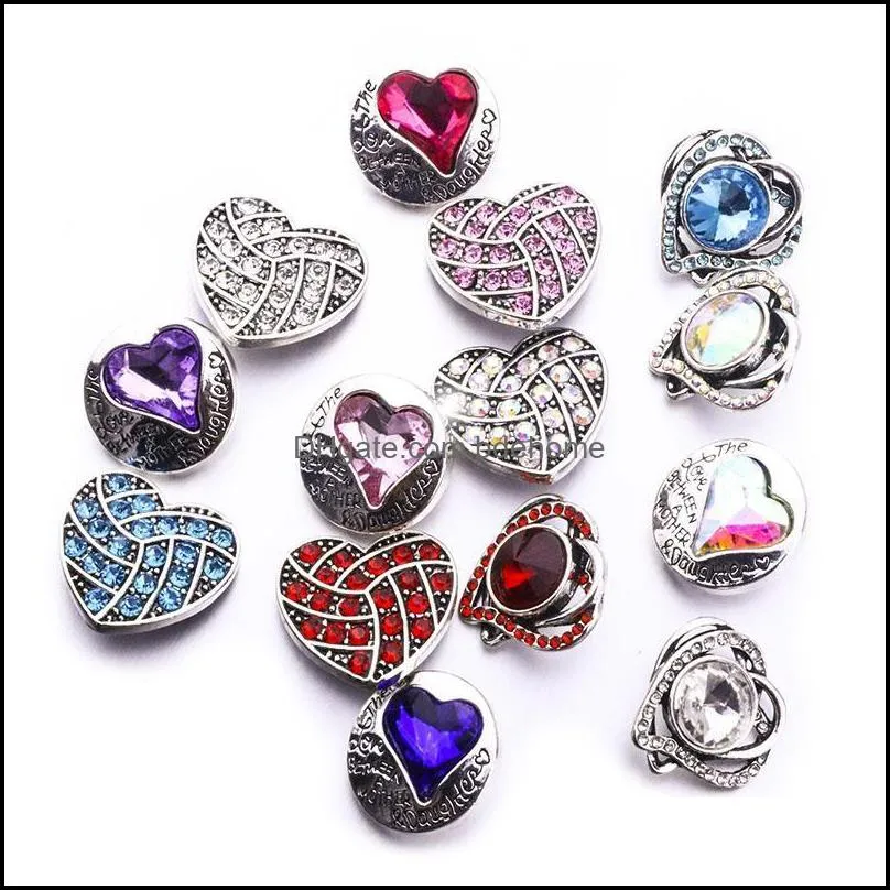mixed metal heart shape snap button clasps jewelry findings 18mm metal snaps buttons diy earrings necklace bracelet jewelery acc
