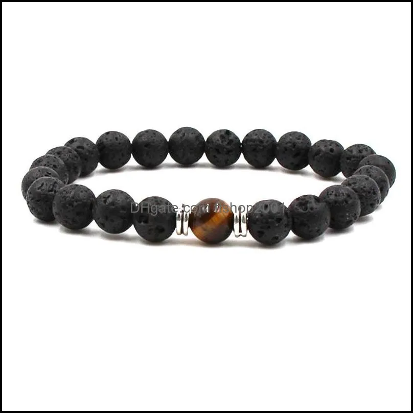 natural volcanic rock stone bracelet for women men crafts jewelry 7 chakra yoga beads bangle essential oil diffuser bracelets g116s