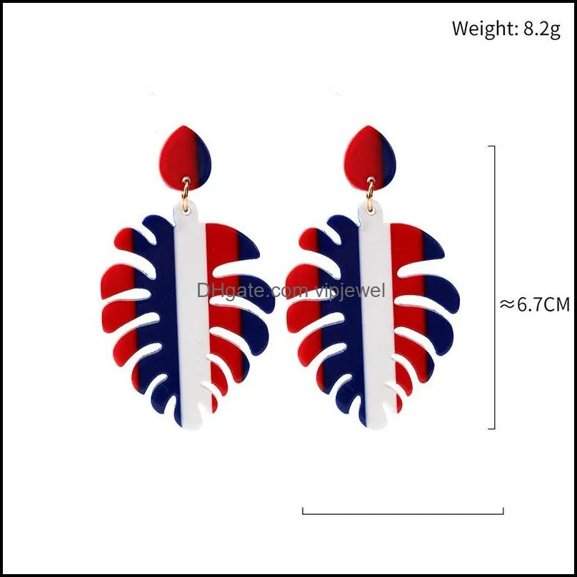 exaggeration stud earring acrylic heart drop earrings for women july 4th national day independence