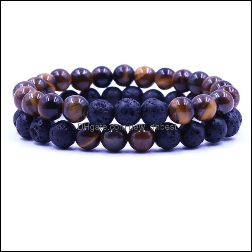 women men natural lava rock beads chakra bracelets healing energy stone meditation mala bracelet fashion  oil diffuser