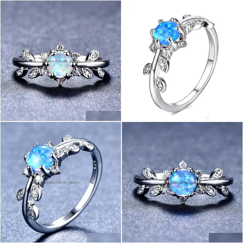 5 pcs lot mother gift full blue fire opal gems 925 sterling silver for women ring russia american weddings ring jewelry gift