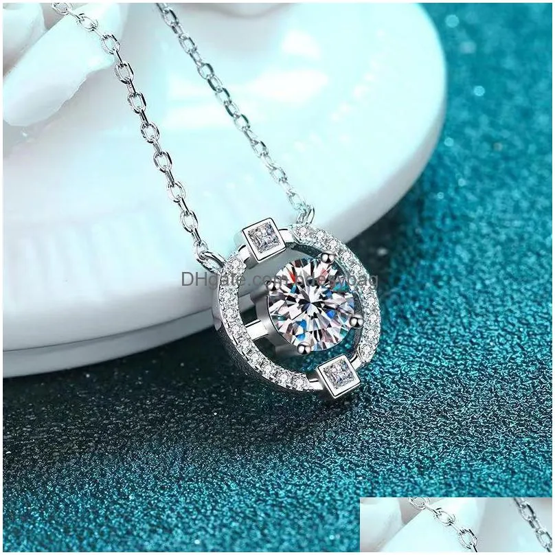 other trendy 0.52ct d color moissanite geometric necklace for women jewelry 925 sterling silver gra pendant giftother