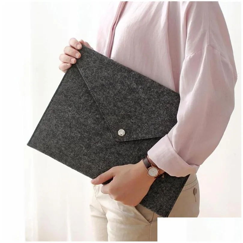 felt file a4 felt computer bag archive briefcase meeting materials storage bag button file package laptop bag