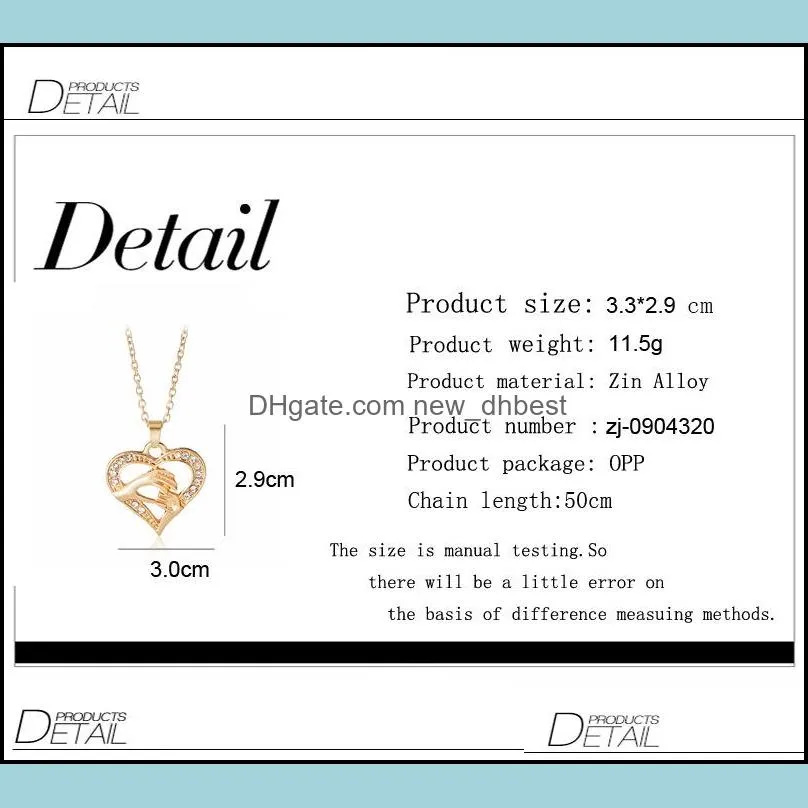 fashion hand in hand mom necklaces crystal love heart shape pendant gold silver chains for women mothers day jewelry gift