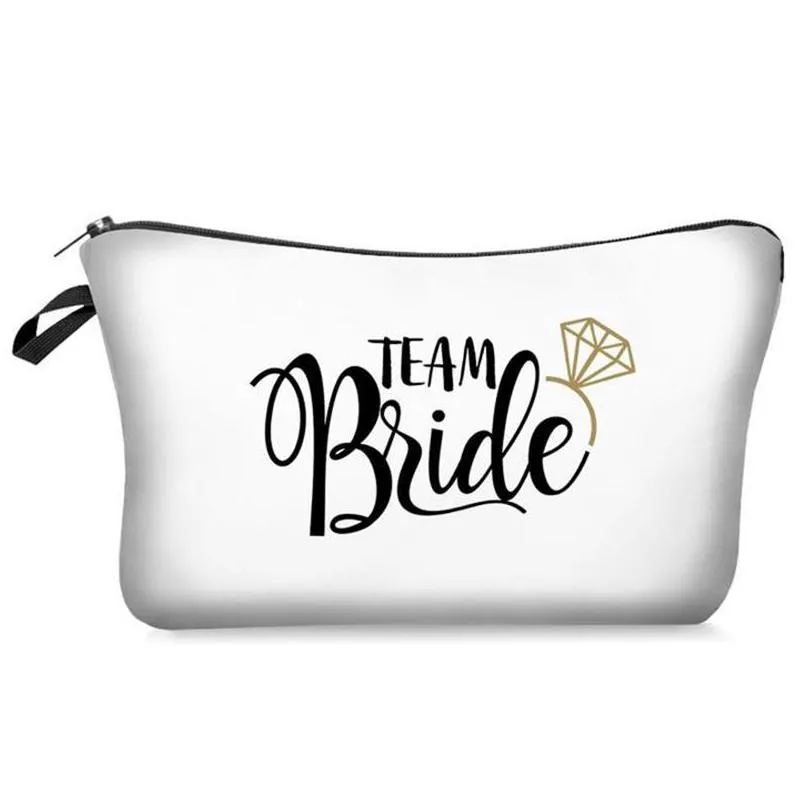 printed bride cosmetic bag bridesmaid gift wedding decoration bachelorette party bridal shower team bride gift party favor