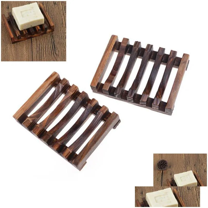 natural wooden bamboo soap dish tray holder storage soap rack plate box container for bath shower plate bathroom