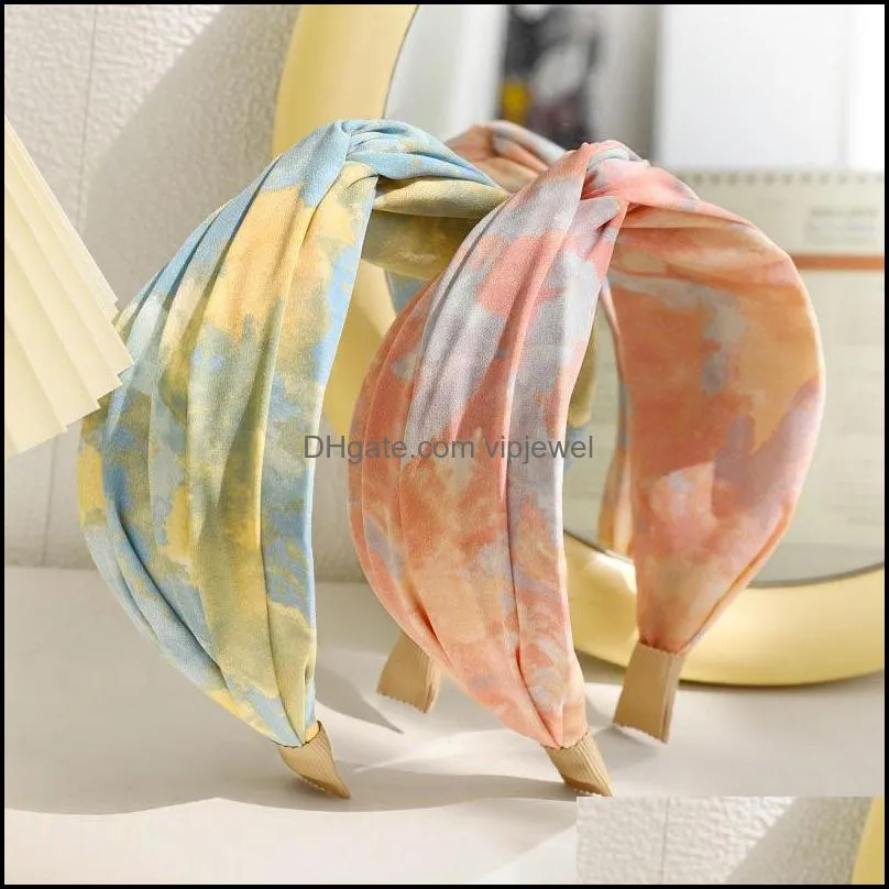 classic vintage headbands tiedye big knotted hairband headband fashion women print hoop hair accessories