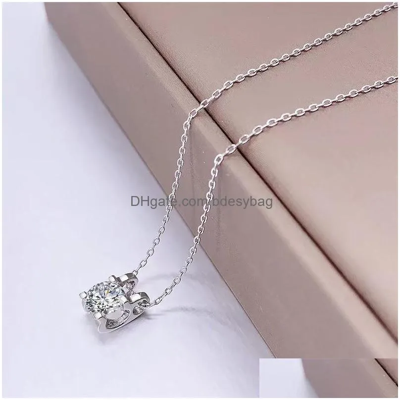 other trendy 1 solitaire moissanite diamond necklace women 925 sterling silver bull head d color vvs giftother