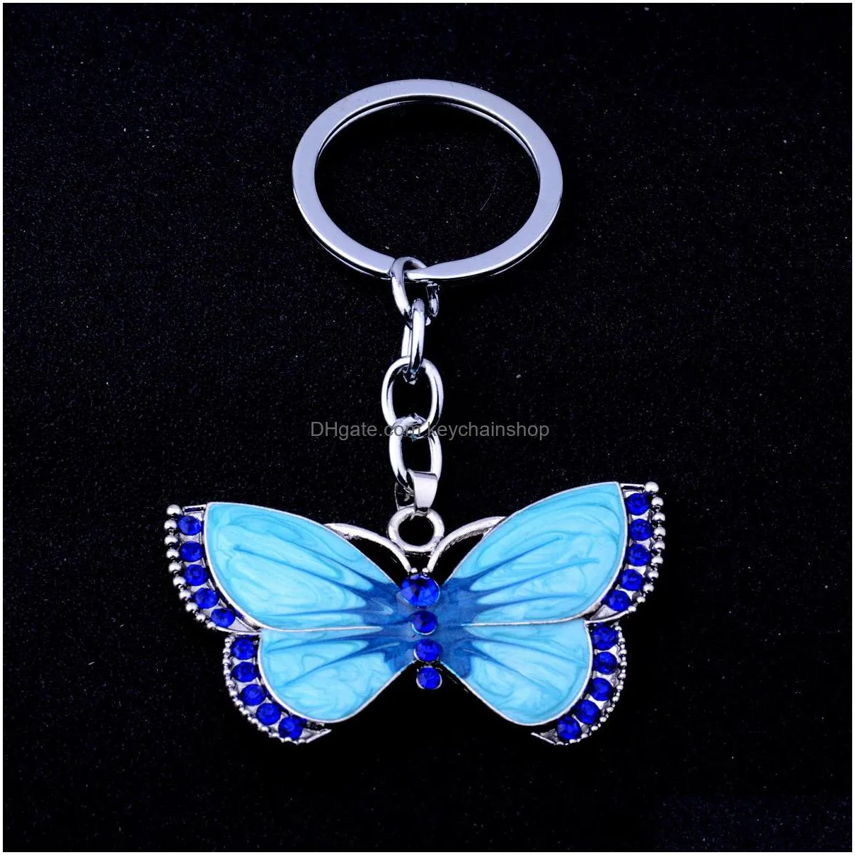 6pcs/set 2019 style silver plated keychain butterfly fly horse christmas key rings fashion pendants diy pearl girl charming gift