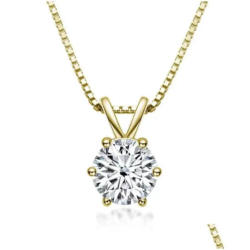 other trendy 1 d color moissanite necklace for women jewelry white gold plated 925 silver pendant giftother