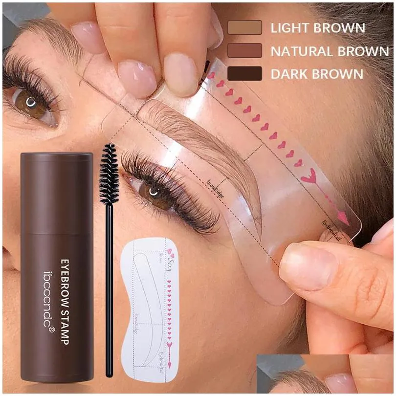 ibcccndc eyebrow stamp enhancer luxury makeup eyeliner tattoo contouring eye brow powder brown color soft styling cream stencil pastel easy for