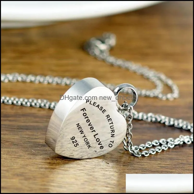 heart memory necklace for women please return to forever love stainless steel necklace ashes urn jewelry