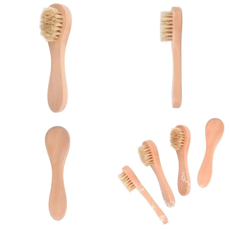 natural boar bristles facial brush dry skin bath spa brush remove dead skin rub face nail brush