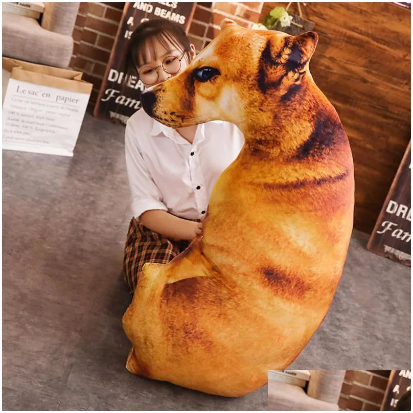 cushion/decorative pillow 3d sitting dog shaped plush lifelike shepherd husky hound shar pei spotty stuffed kids adults collection