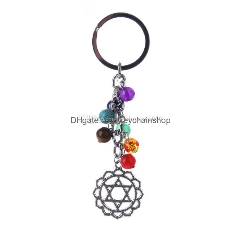 11 style boutique desige colorful highgrade car key ring tree of life 7chakras gemstone natural stone beads loves gift