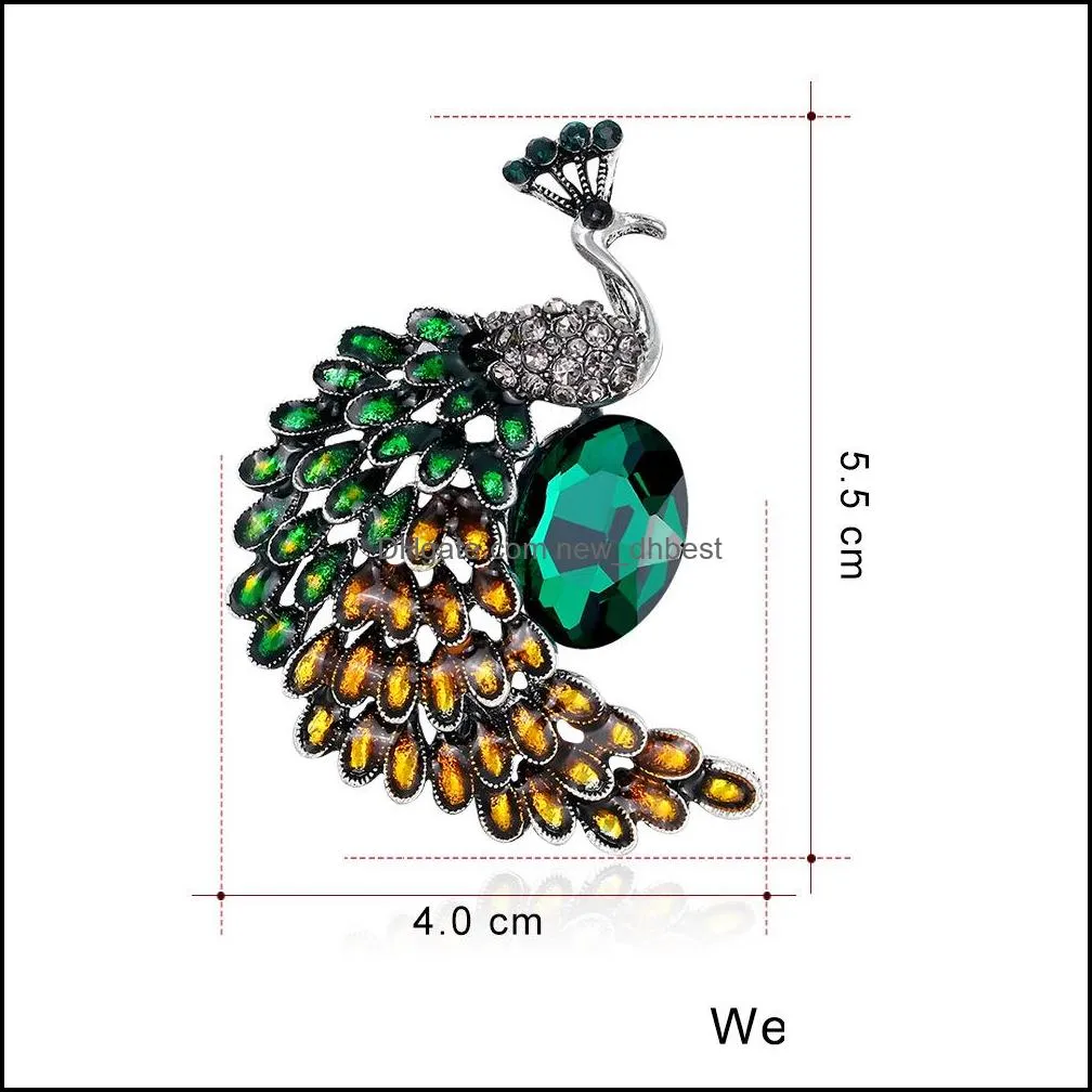 2021 multi color enamel ainmal brooches for women peacock bee butterfly hedgehog owl flamingo parrot crystal brooch pins fashion jewelry