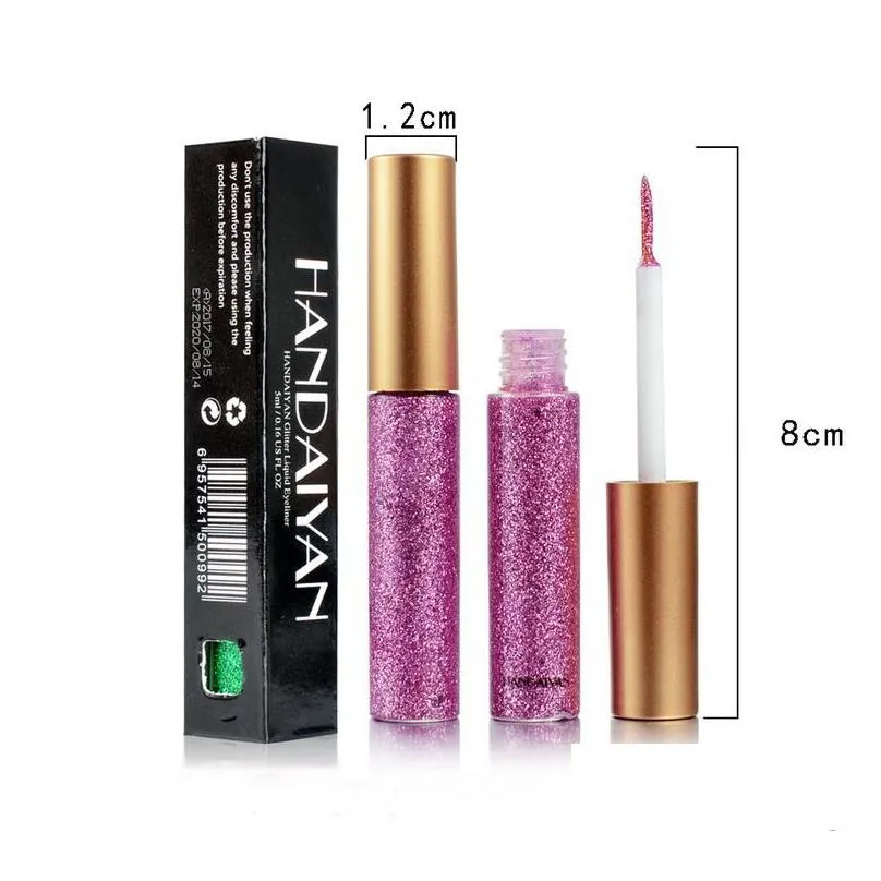 handaiyan 10 colored liquid eyeliner glitter liner colorful sequins shiny easy to wear long last makeup eyeiners