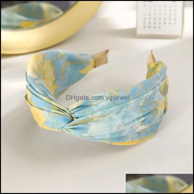 classic vintage headbands tiedye big knotted hairband headband fashion women print hoop hair accessories