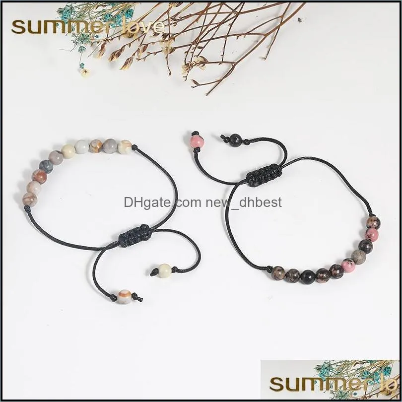 2020 natural stone bead bracelet for women men handmade adjustable multi color beads braided wax rope bracelets jewelry gifts