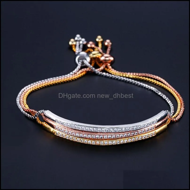 fashion gold bracelet for women girl dainty bar slider bracelets cz zircon charm bracelets party jewelry gifts