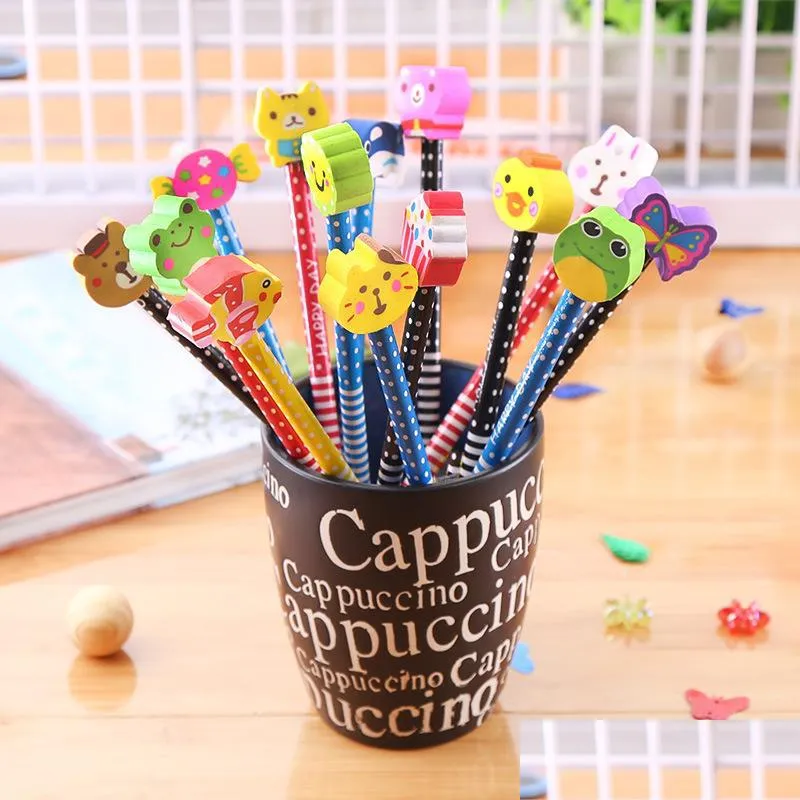 creative cute animal eraser kids learning supplies kawaii stationery pencil with eraser children painting graffiti tool study writing