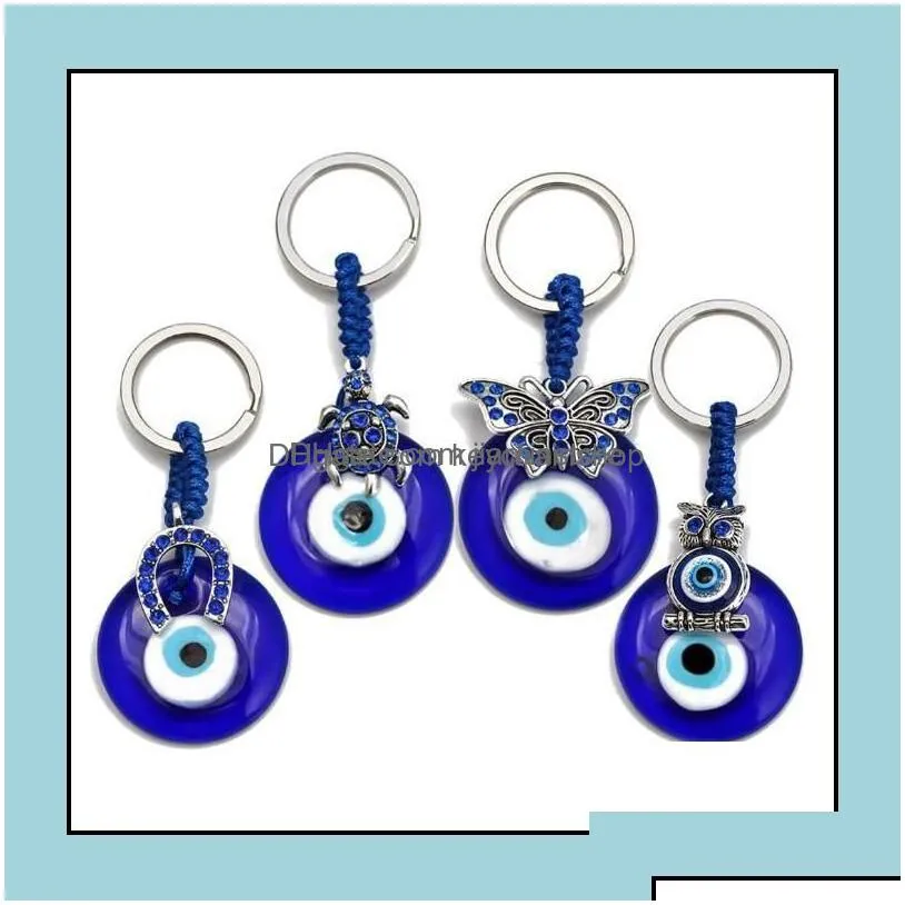 key rings butterfy turtle owl palm evil eyes keychain metal keyring glass lucky blue eye pendant ornament keychains for christmas dr