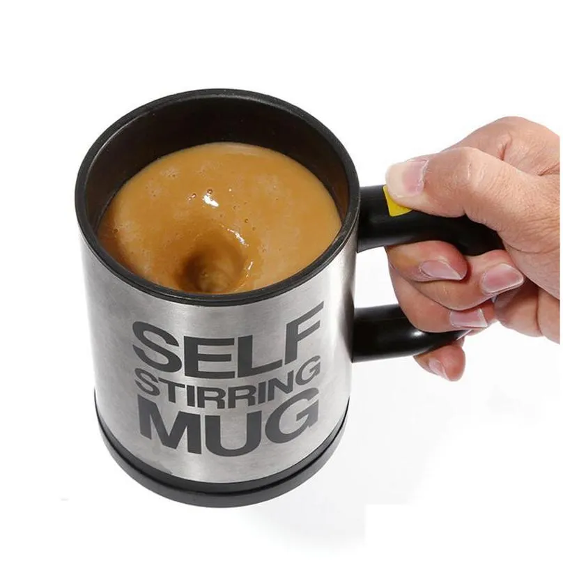 self stirring coffee cup 400ml automatic mixing tea cup stainless steel coffee cup drinking mug electric coffee mixer