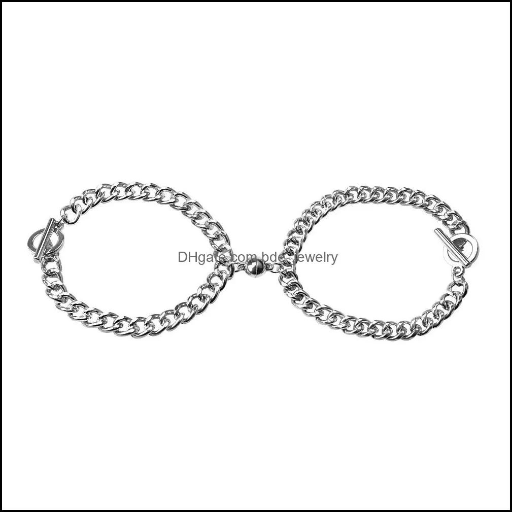 magnetic chain couple bracelets love heart charm attraction relationship matching friendship bracelet jewelry