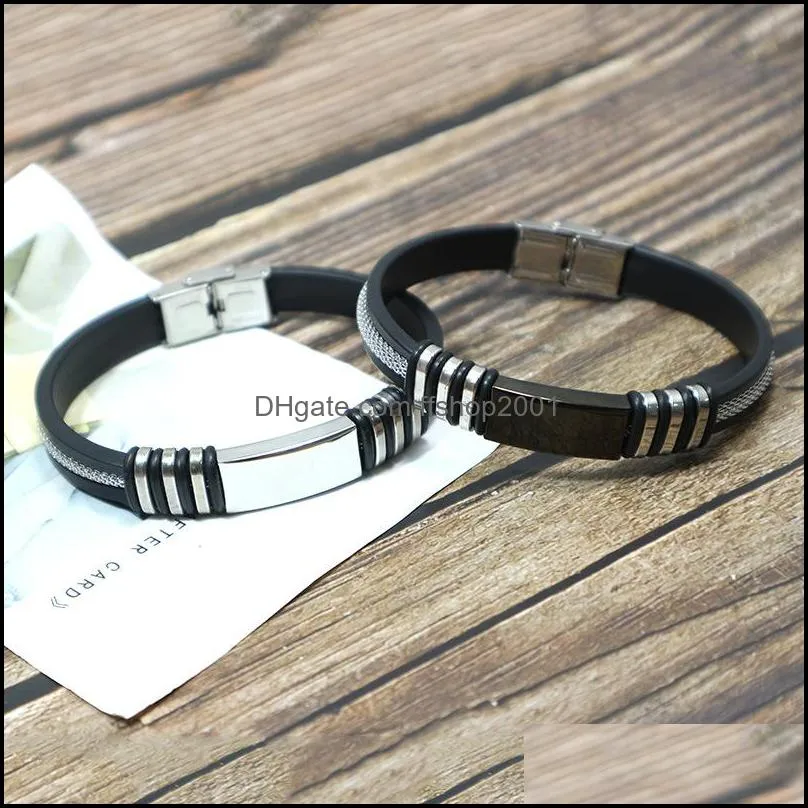 fashion leather bracelet creative design stainless steel magnetic buckle bangle charm men jewelry accessories q278fz
