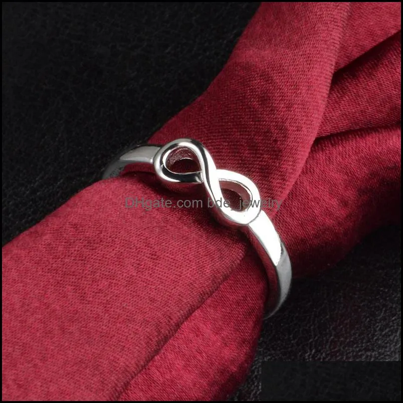 gold silver color infinity ring eternity hand charms good friend gift endless love symbol fashion jewelry for women wholesale