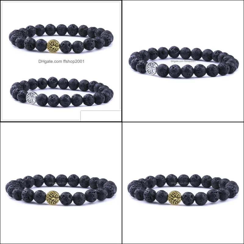 8mm black lava stone tree of life bracelets aromatherapy essential oil diffuser bracelet for women men friend jewelry