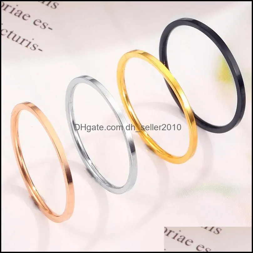 1mm stainless steel rings for men or women simple style couple high polished edges ring jewelry stylish sophisticated titanium steel