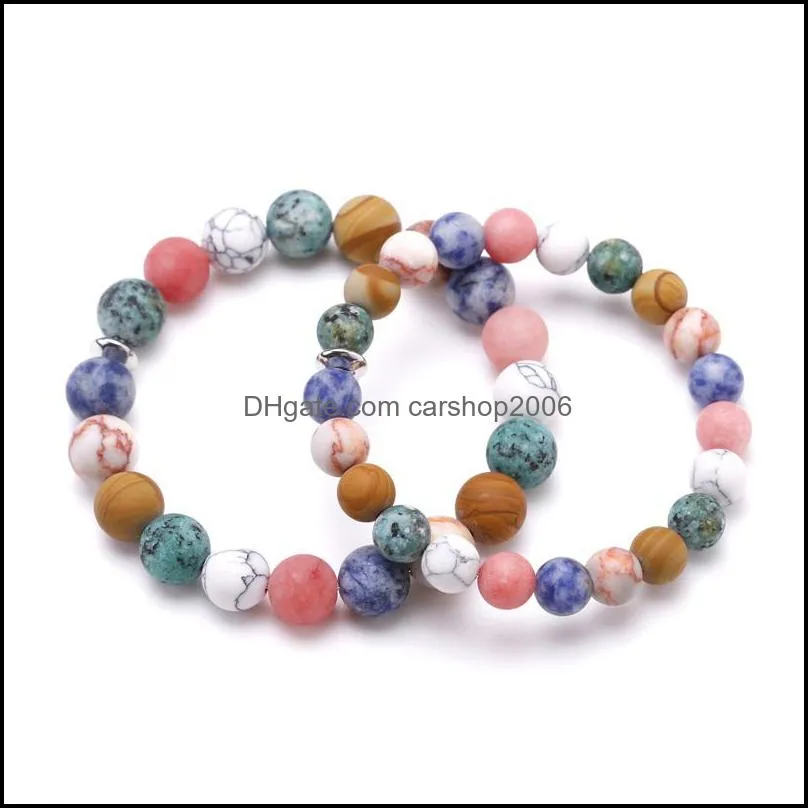  dhs women fashion colorful bead bracelets yoga bangle jewelry 8mm natural stone bracelet for men charm accessories h2a z