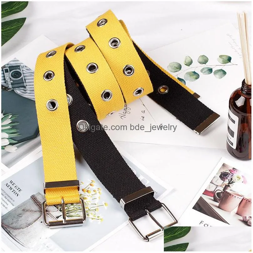 mens womens canvas belt metel buckle casual canvas belts