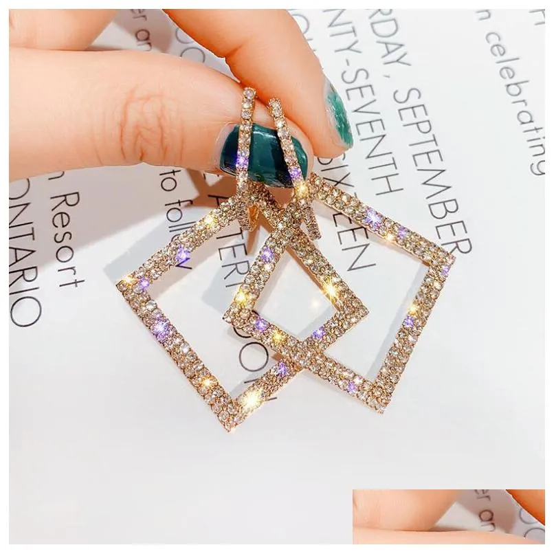fashion jewelry s925 silver post diamond square earrings lady elegant earrings