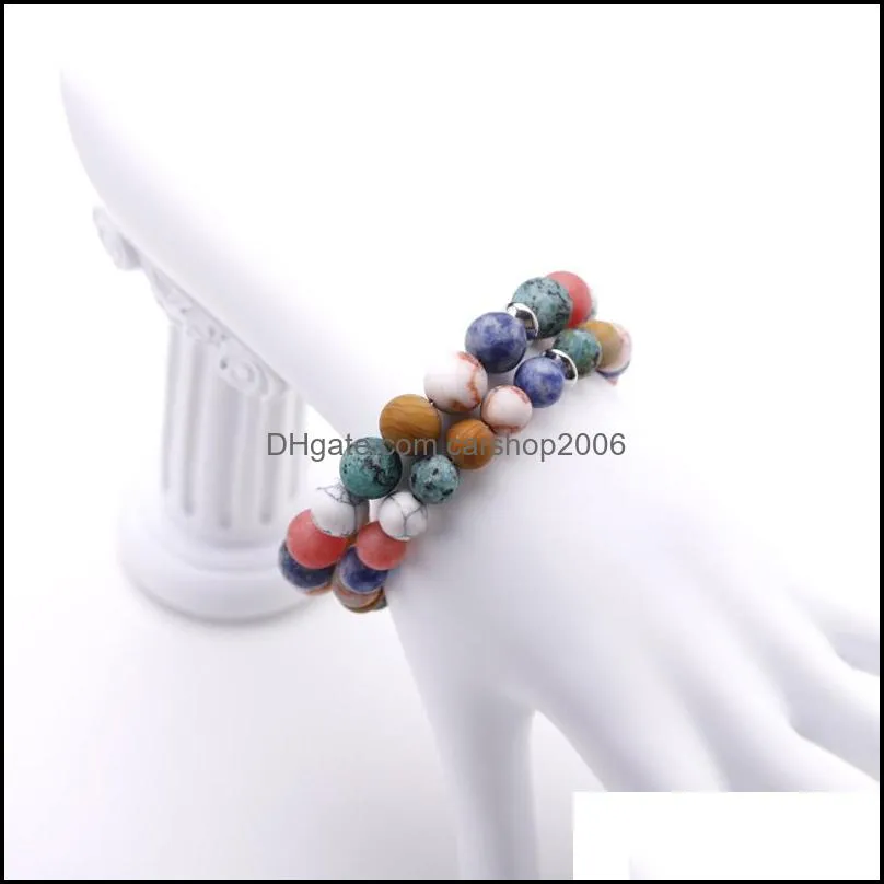  dhs women fashion colorful bead bracelets yoga bangle jewelry 8mm natural stone bracelet for men charm accessories h2a z