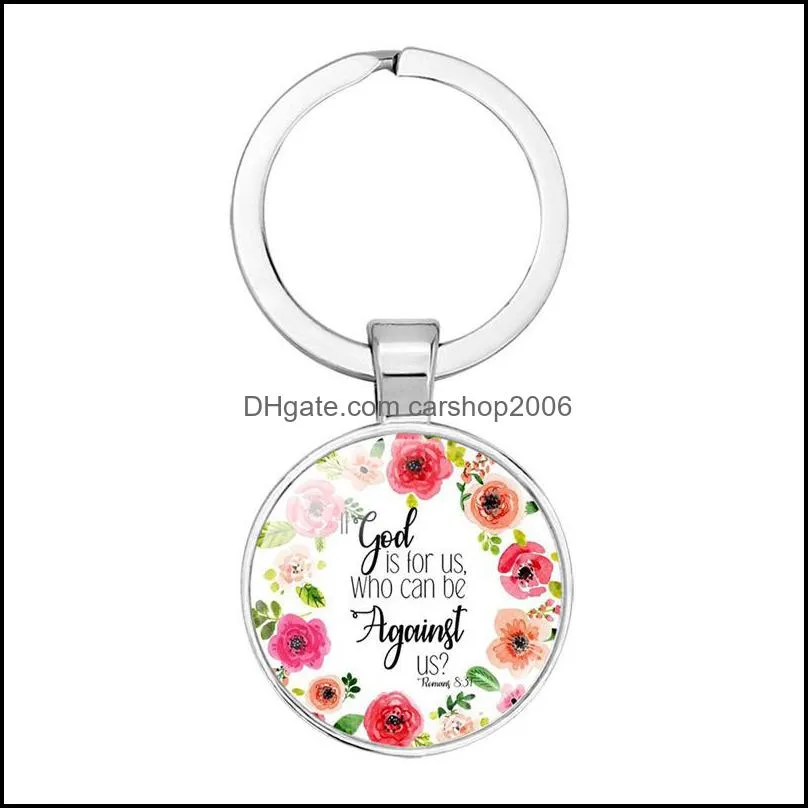 rose bible key rings classic religious cabochon pendant keychains jewelry fashion keyfobs holder accessories 17 styles p372fa