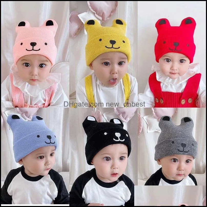 baby cartoon beanie spring autumn hat for boys girls knitted cap winter warm solid color children hat