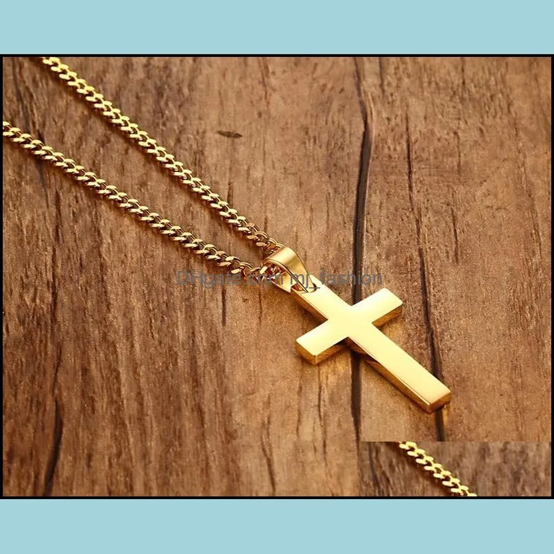 316l stainless steel cross pendant necklaces men s religion faith titanium steel crucifix charm link chain for women fashion jewelry