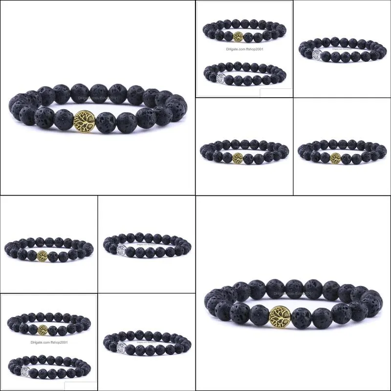 8mm black lava stone tree of life bracelets aromatherapy essential oil diffuser bracelet for women men friend jewelry