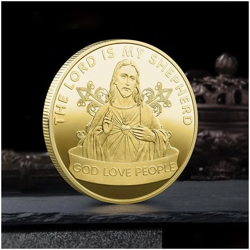 2023 religious jesus commemorative coins painted badge goldplated collectible collection souvenirs for home decor