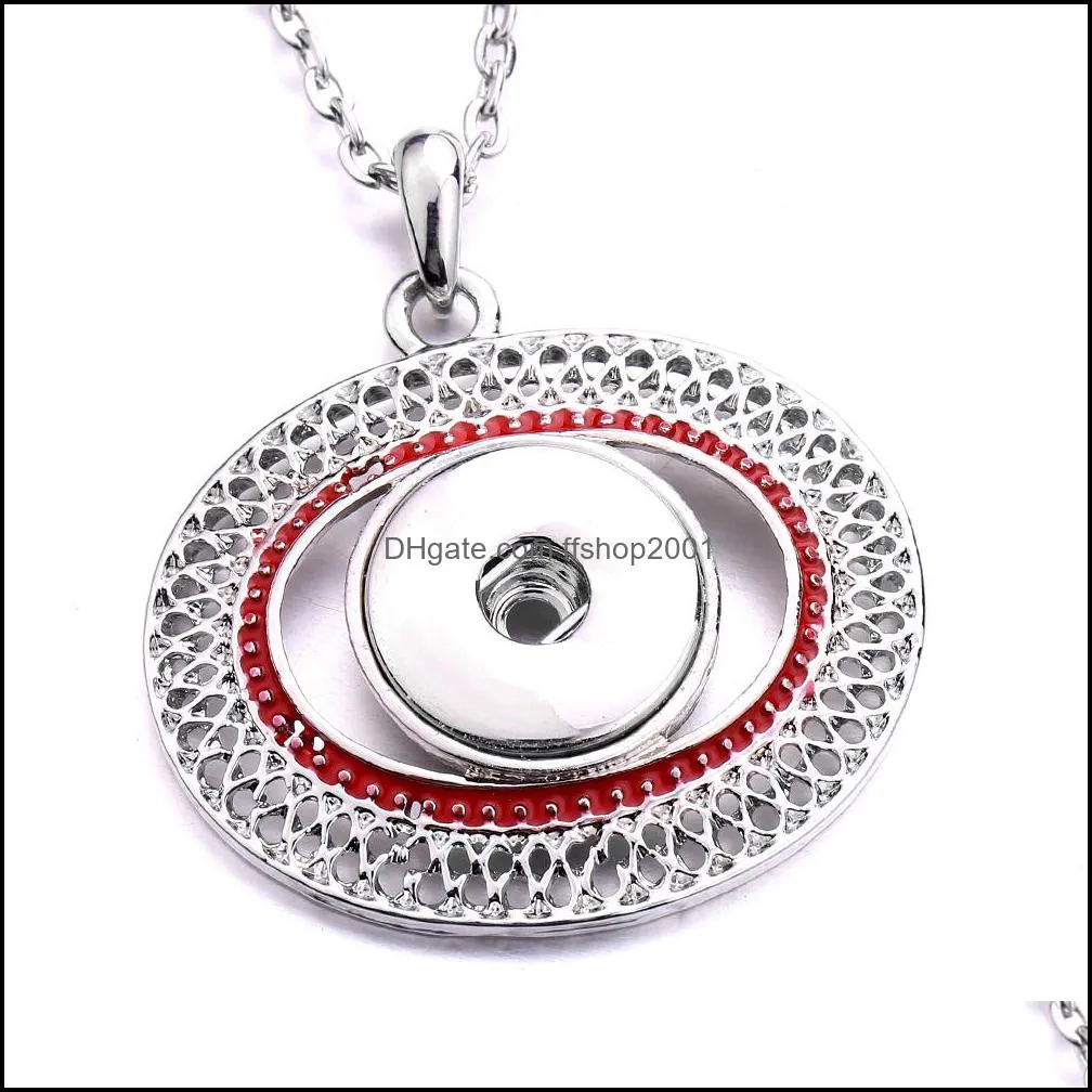 fashion oval round crystal snap button necklace 18mm ginger snaps buttons charms with stainless steel chain necklaces for women