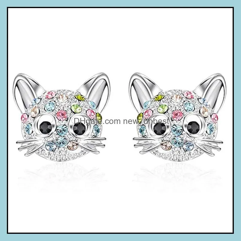 cute lucky horse cat love rainbow stud earrings accessories for women party jewelry anniversary gifts