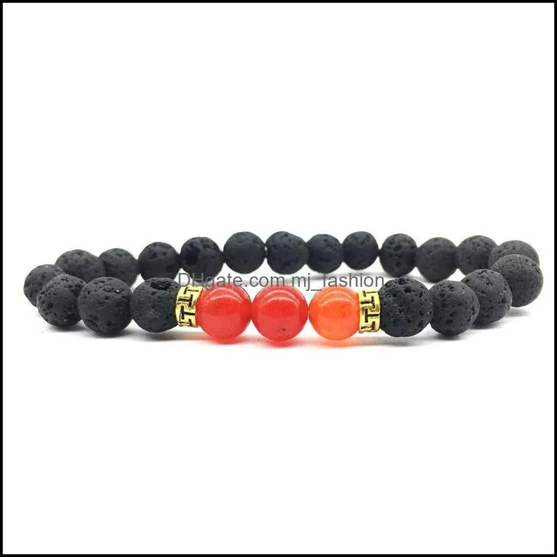 15 colors natural black lava stone beads elastic bracelet  oil diffuser bracelet volcanic rock beaded hand strings