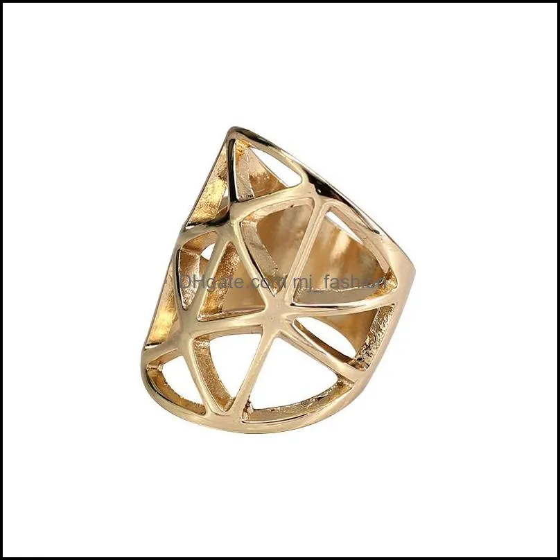 fashion design chic geometry hollow out triangle ring gold punk rings for women men engagement jewelry valentines day gift