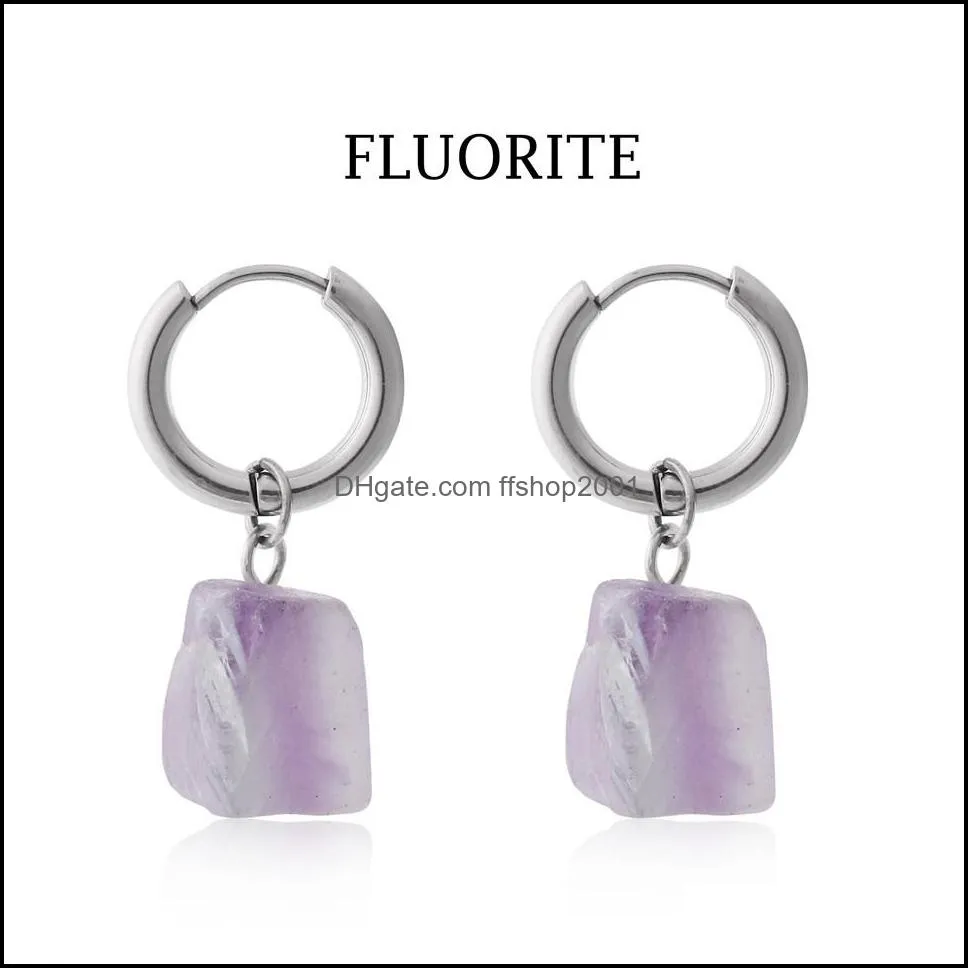 natural crystal rough stone irregular raw ore dangle earrings energy healing gemstone amethyst earrings women jewelry