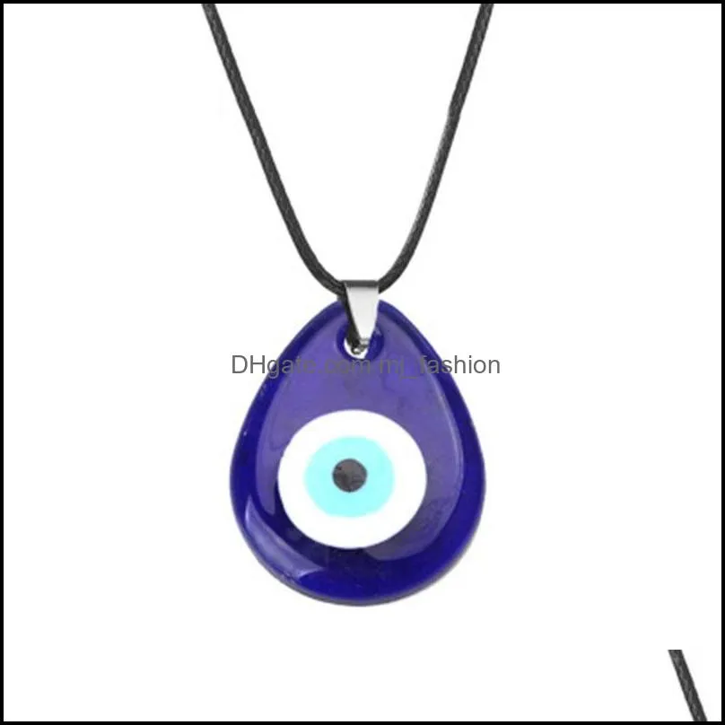 fashion round evil blue eye pendant necklace men glass leather rope chain turkish protection lucky girls womennecklaces jewelry couple