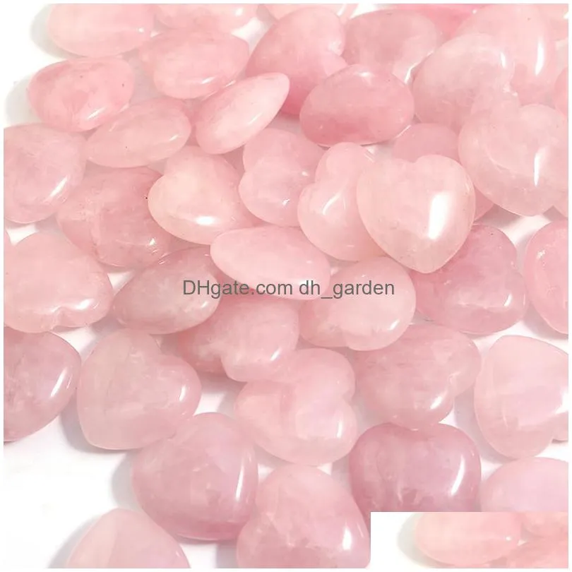 25mm love heart rose quartz stone charms reiki healing gemstone for jewelry making accessories