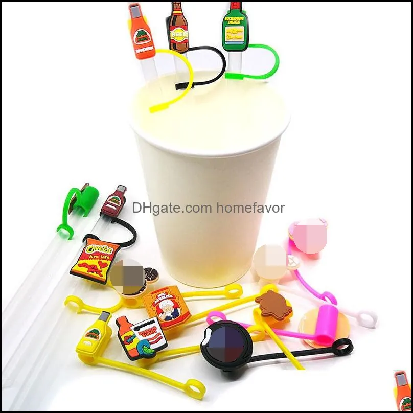 custom mexican style soft silicone straw toppers accessories cover charms reusable splash proof drinking dust plug decorative 8mm straw party